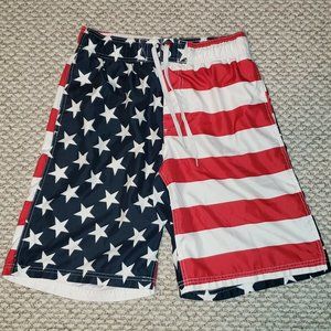 Faded Glory USA Flag Board Shorts Swim Trunks 34